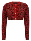 Versace Metallic Animalier Knit Crop Cardigan