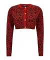 Versace Metallic Animalier Knit Crop Cardigan In Red
