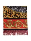 Versace Animal-print Fringed Blanket In Multi