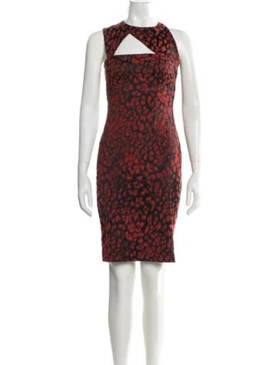Pre-owned Versace Animal Print Knee-length Dress In Red