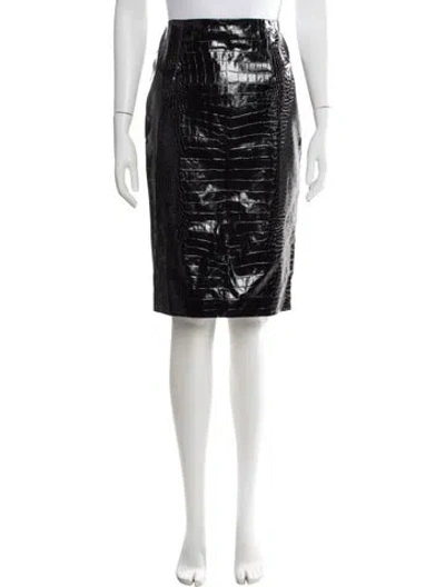 Pre-owned Versace Animal Print Knee-length Skirt W/ Tags In Black
