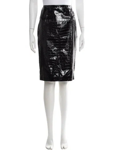 Pre-owned Versace Animal Print Knee-length Skirt W/ Tags In Black