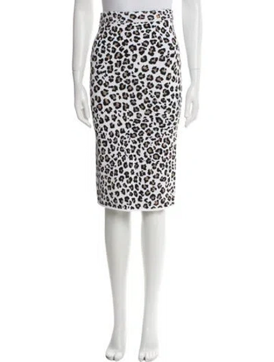 Pre-owned Versace Animal Print Knee-length Skirt In White