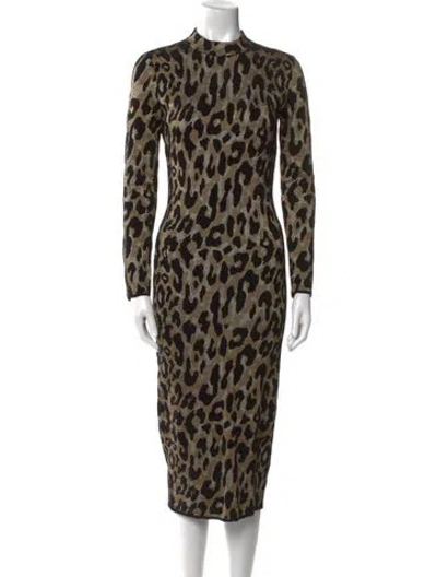 Pre-owned Versace Animal Print Midi Length Dress In Neutral