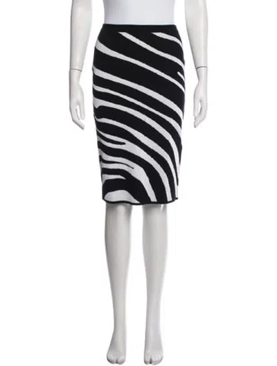 Pre-owned Versace Animal Print Midi Length Skirt In Black/white
