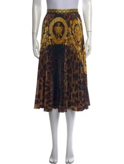 Pre-owned Versace Animal Print Midi Length Skirt In Multicolor