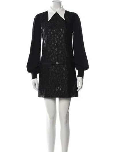Pre-owned Versace Animal Print Mini Dress In Black