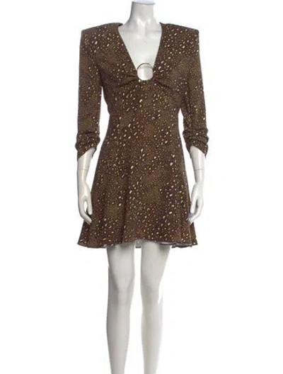 Pre-owned Versace Animal Print Mini Dress In Brown