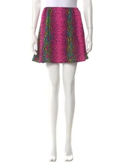 Pre-owned Versace Animal Print Mini Skirt In Pink