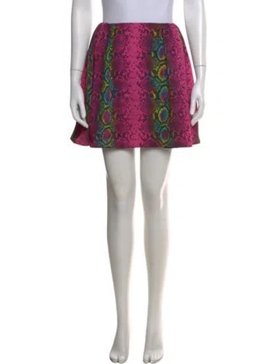 Pre-owned Versace Animal Print Mini Skirt In Purple