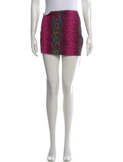 Pre-owned Versace Animal Print Mini Skirt In Purple