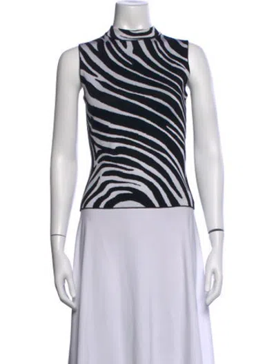 Pre-owned Versace Animal Print Mock Neck Sweater In Black