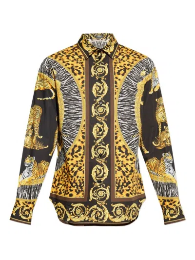 VERSACE ANIMAL PRINT SHIRT WITH GOLD ACCENTS