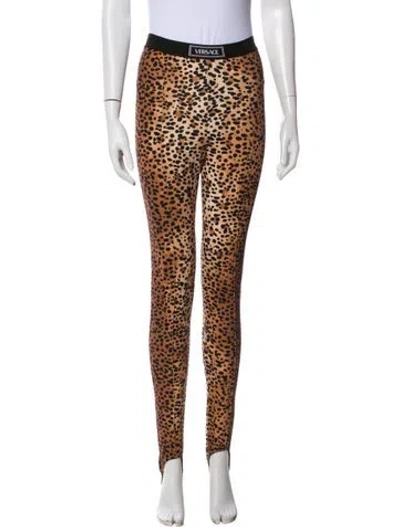Pre-owned Versace Animal Print Skinny Leg Pants In Neutral