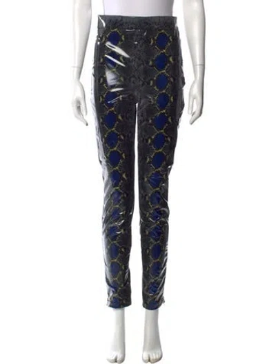 Pre-owned Versace Animal Print Skinny Leg Pants W/ Tags In Gray