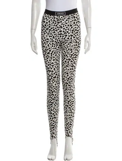 Pre-owned Versace Animal Print Skinny Leg Pants In White