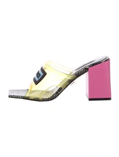 Pre-owned Versace Animal Print Slides In Pink