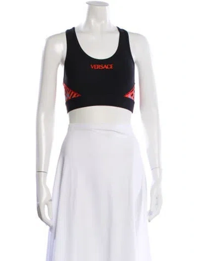 Pre-owned Versace Animal Print Tie Neck Blouse In Multi