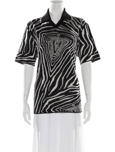 Pre-owned Versace Animal Print V-neck Polo In Gray