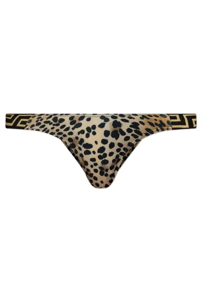 Versace Leopard-print Bikini Bottoms In Multi