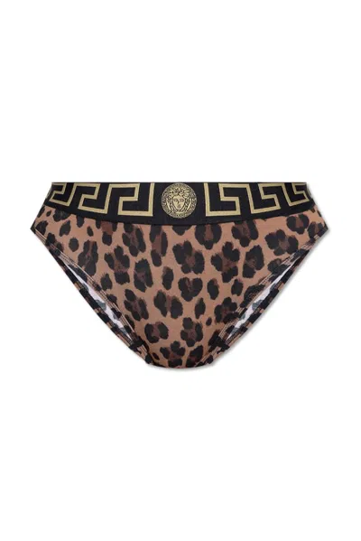 Versace Animal Printed Briefs In Black