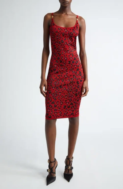 Versace Animal Print Sleeveless Dress In Red