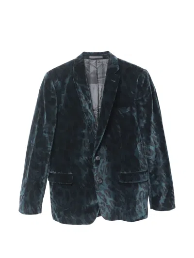 Pre-owned Versace Animal-print Velvet Blazer In Green