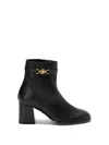 Versace Smooth Calf Leather Ankle Boots In Animal Print