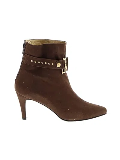 Pre-owned Versace Ankle Boots In Brown