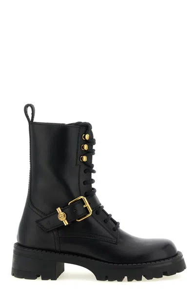 Versace Ankle Lace Up Boots Chunky Sole In Blue