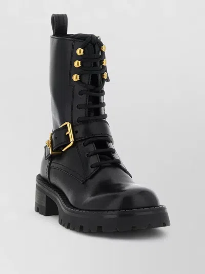 Versace Ankle Lace Up Boots Chunky Sole In Blue