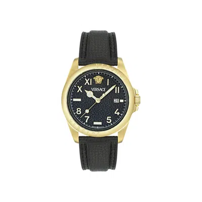 Pre-owned Versace Anteo Leather Watch 'gold' | Men's Size Onesize