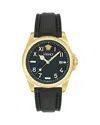 Versace Men's Swiss Black Leather Strap Watch 41mm In Black