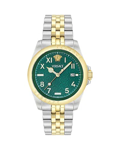 Versace Gold & Silver Anteo Watch In Gray