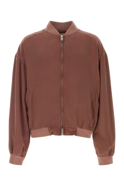 Versace Antiqued Silk Bomber Jacket In Pink