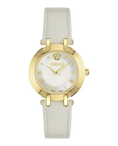 Versace Antlia Leather Watch In Gold