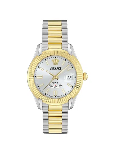 Versace Apodis Fluted Bezel 41mm Watch In Gold