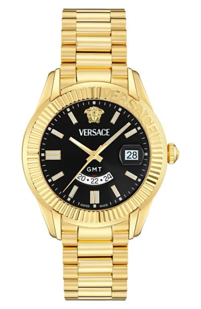 Versace Apodis Gmt Bracelet Watch, 41mm In Gold