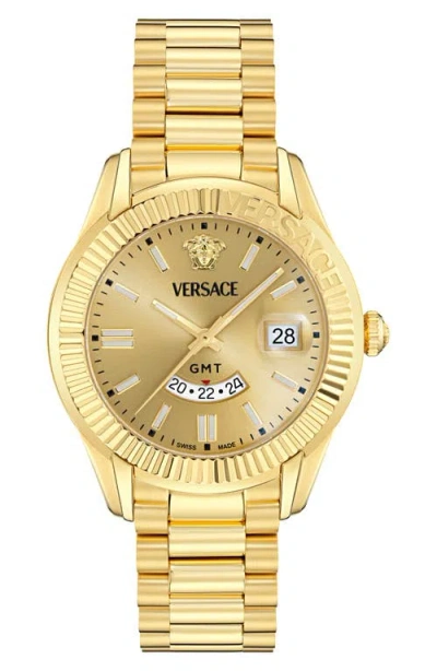 Versace Apodis Gmt Bracelet Watch, 41mm In Gold