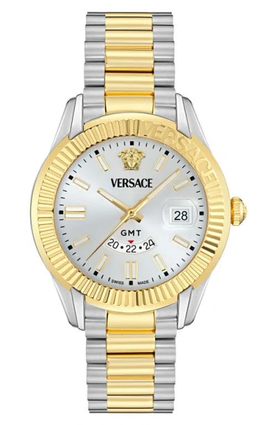 Versace Apodis Gmt Bracelet Watch, 41mm In Metallic