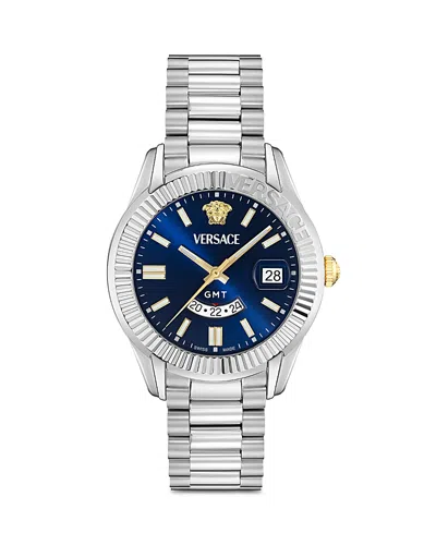 Versace Apodis Gmt Watch, 41mm In Metallic