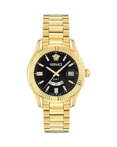 Versace Apodis Gmt Watch, 41mm In Gold