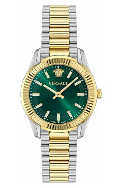Versace Apodis Two-tone Bracelet Watch, 34mm In Gold