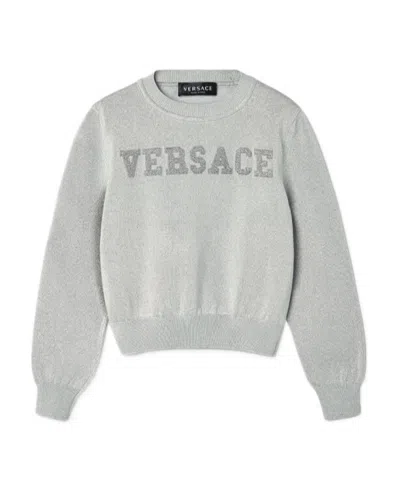 Versace Appliqué-logo Crew-neck Jumper In White