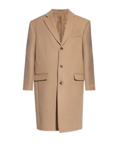 Versace Appliqu� Single-breasted Coat In Nude