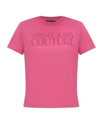 Versace Appliqué Logo T-shirt In Pink