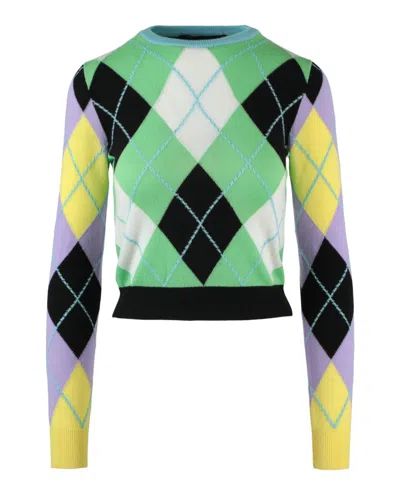 Versace Argyle Patterned Cashmere Sweater In Multi