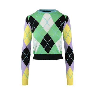 Pre-owned Versace Argyle Patterned Cashmere Sweater 'multicolor' | Multi-color | Women's Size 36