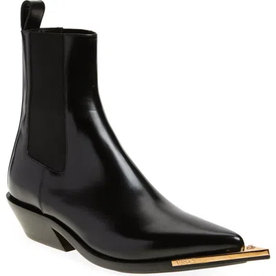 Versace Arrow Pointed Toe Boot In Black