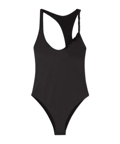 Versace Asymmetric Cut-out Swimsuit In Black